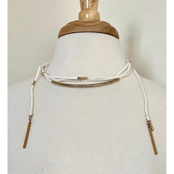 NWT Ettika White Vegan Suede Wrap Necklace Multi-Strand Gold-Tone OS - Picture 5 of 6